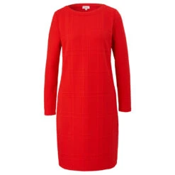 S.Oliver Damen Langarm Kleid Red Structured