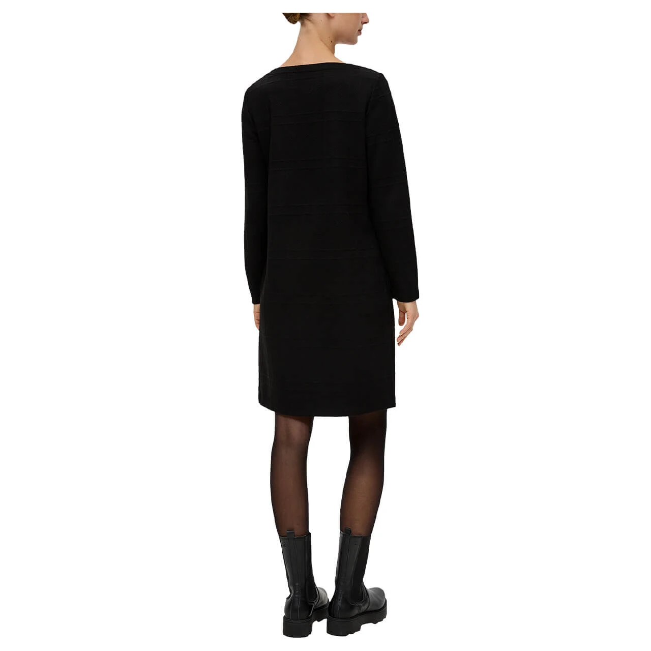 S.Oliver Damen Langarm Kleid Black Structured 3 S.Oliver Damen Langarm Kleid Black Structured – Bild 3