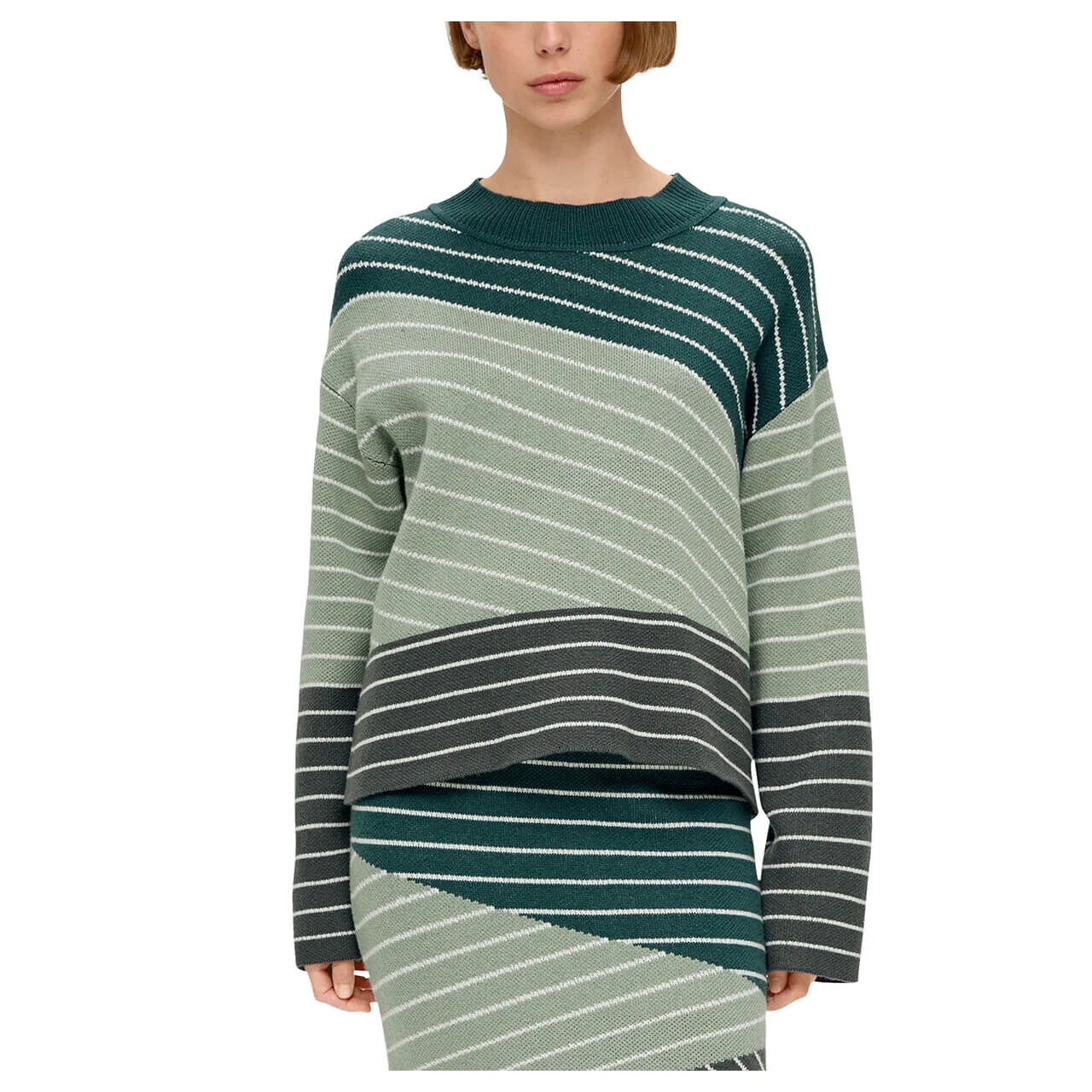 S.Oliver Damen Pullover Blue Green Stripes 2 S.Oliver Damen Pullover Blue Green Stripes – Bild 2