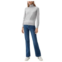 S.Oliver Damen Rollkragen Pullover Basic Grey Melange -Modezauber Günstiges Geschäft s oliver rollkragenpullover grau 9400 vorne