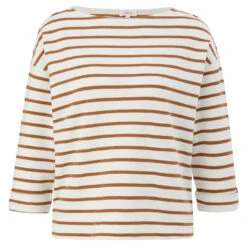 S.Oliver Damen 3/4 Arm Pullover Brown Stripes