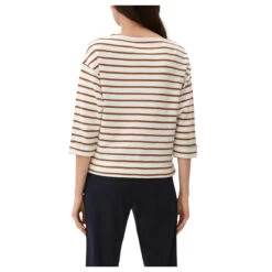 S.Oliver Damen 3/4 Arm Pullover Brown Stripes 6 S.Oliver Damen 3/4 Arm Pullover Brown Stripes -Modezauber Günstiges Geschäft s oliver shirt gestreift braun 84G2 ansicht model hinten