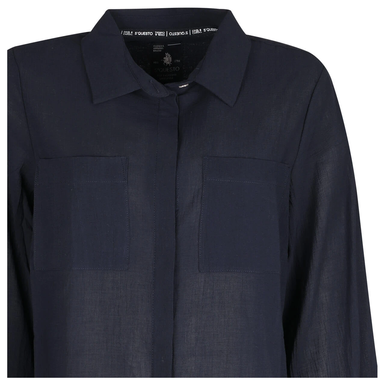 Soquesto Damen 3/4 Arm Long Bluse Navy 3 Soquesto Damen 3/4 Arm Long Bluse Navy – Bild 3