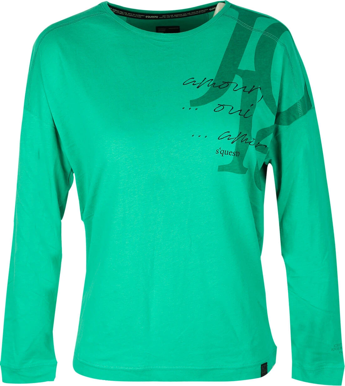 Soquesto Damen Langarm Shirt Signal Green Wording 1 Soquesto Damen Langarm Shirt Signal Green Wording