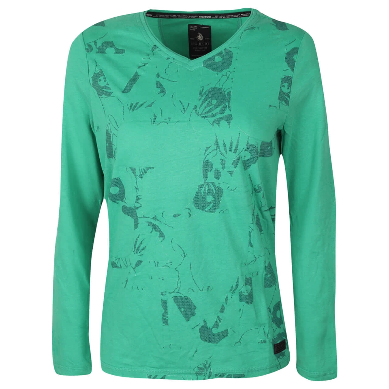 Soquesto Damen Langarm Shirt Signal Green Printed 1 Soquesto Damen Langarm Shirt Signal Green Printed