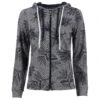 Soquesto Damen Hoodie Sweatjacke Navy Flowers