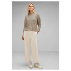Street One Damen 3/4 Arm Pullover 2-Color Knit Look Sand Melange 8 Street One Damen 3/4 Arm Pullover 2-Color Knit Look Sand Melange -Modezauber Günstiges Geschäft street one 2 color knit shirt beige 25379 ansicht model