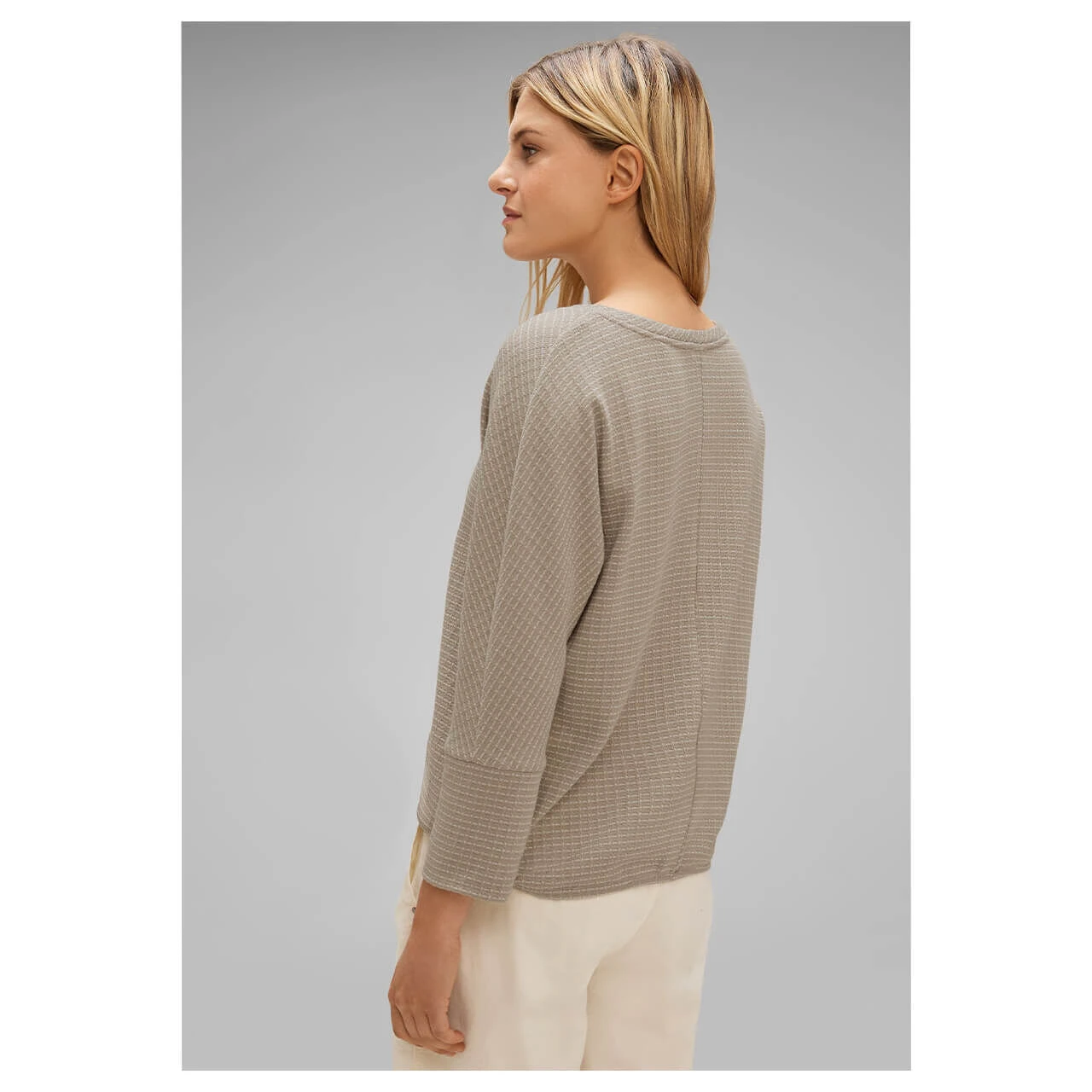 Street One Damen 3/4 Arm Pullover 2-Color Knit Look Sand Melange 3 Street One Damen 3/4 Arm Pullover 2-Color Knit Look Sand Melange – Bild 3