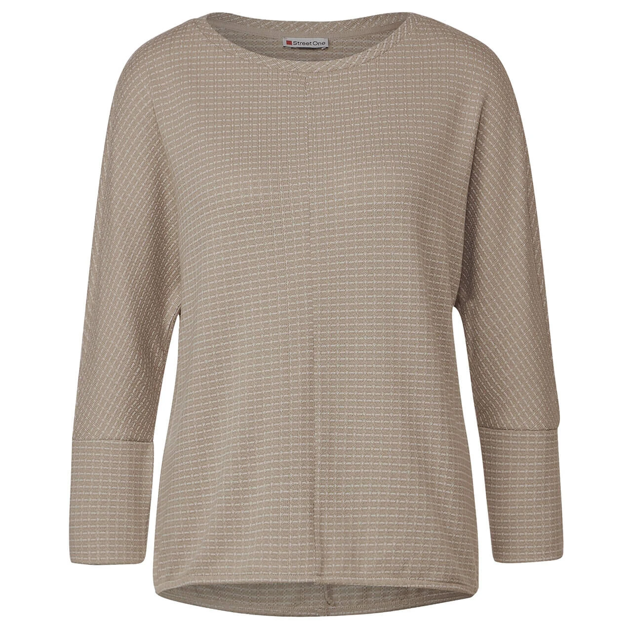 Street One Damen 3/4 Arm Pullover 2-Color Knit Look Sand Melange 1 Street One Damen 3/4 Arm Pullover 2-Color Knit Look Sand Melange