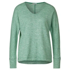 Street One Damen Langarm Shirt 2-Color Structure Fresh Green Melange