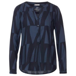 Street One Bamika Damen Langarm Bluse Deep Blue Printed Graphic Print