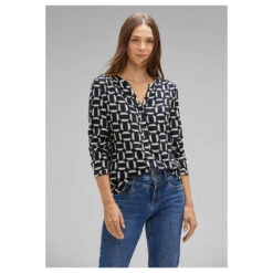 Street One Bamika Damen Langarm Bluse Deep Dark Blue Printed 8 Street One Bamika Damen Langarm Bluse Deep Dark Blue Printed -Modezauber Günstiges Geschäft street one bamika print bluse blau 21238 front