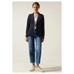 Street One Basic Blazer Deep Blue -Modezauber Günstiges Geschäft street one basic blazer blau 11238 vorne
