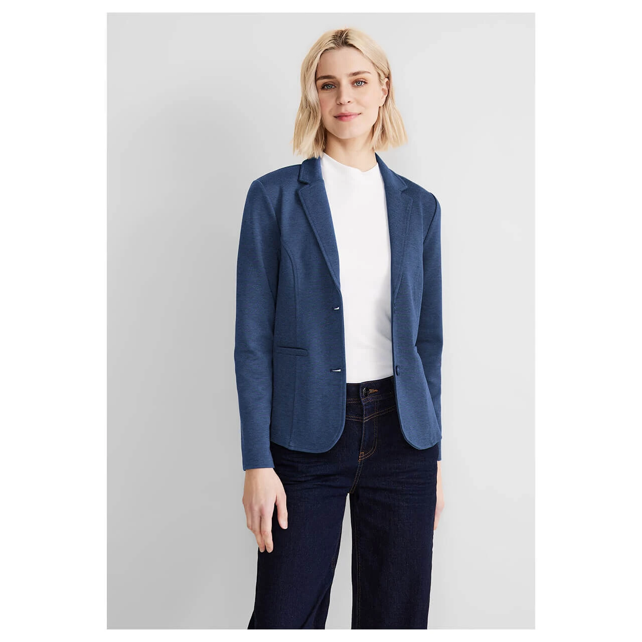 Street One Damen Blazer Basic Dark Intense Gentle Blue Melange 2 Street One Damen Blazer Basic Dark Intense Gentle Blue Melange – Bild 2