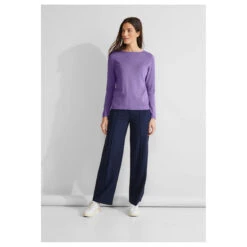 Street One Damen Pullover Basic U-Boat Sweater Shiny Lilac Melange -Modezauber Günstiges Geschäft street one basic u boat sweater pullover violett 15153 model