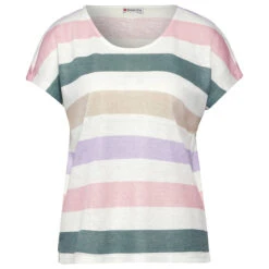 Street One Damen T-Shirt Big Multicolor Stripe Off White