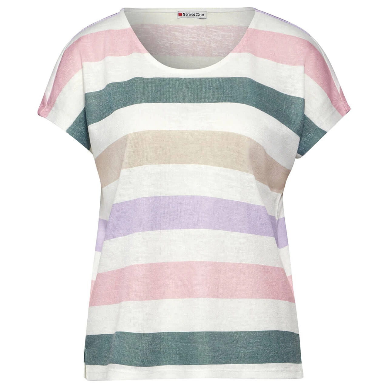Street One Damen T-Shirt Big Multicolor Stripe Off White 1 Street One Damen T-Shirt Big Multicolor Stripe Off White