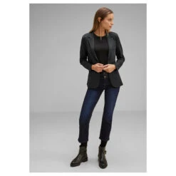 Street One Damen Blazer Basic Black Grey Melange -Modezauber Günstiges Geschäft street one blazer schwarz 10001 model ganz