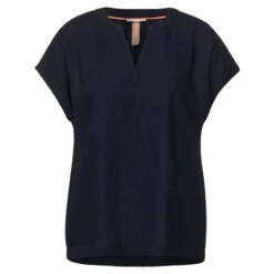 Street One Damen Kurzarm Bluse Grand Blue