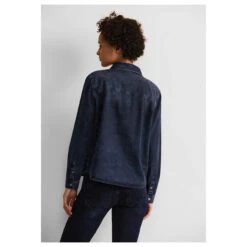 Street One Damen Langarm Jeansbluse Blue Soft Washed -Modezauber Günstiges Geschäft street one denim blouse jeansbluse blue soft wash 15688 model hinten