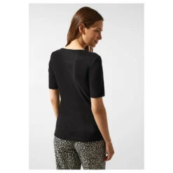 Street One Heart Neckline T-Shirt Black -Modezauber Günstiges Geschäft street one heart neckline shirt schwarz 10001 hinten