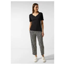 Street One Heart Neckline T-Shirt Black -Modezauber Günstiges Geschäft street one heart neckline shirt schwarz 10001 vorne