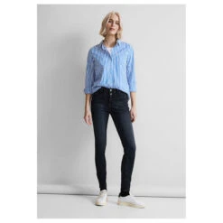 Street One York Jeans Authentic Blue Black Wash Thermo Denim -Modezauber Günstiges Geschäft street one jeans thermo york blau 15605 model vorne