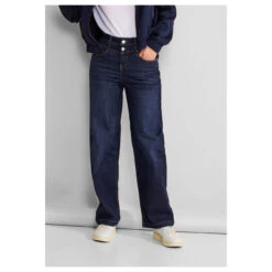 Street One Wide Jeans Dark Blue Soft Washed -Modezauber Günstiges Geschäft street one jeans wide leg casualfit blau 15823 model front