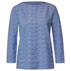 Street One Damen 3/4 Arm Pullover Fine 2-Color Structured Fresh Intense Gentle Blue