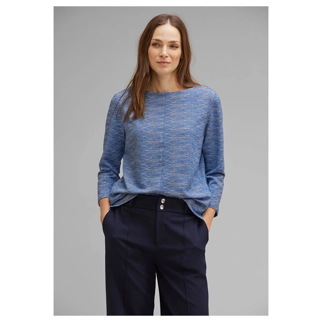 Street One Damen 3/4 Arm Pullover Fine 2-Color Structured Fresh Intense Gentle Blue 2 Street One Damen 3/4 Arm Pullover Fine 2-Color Structured Fresh Intense Gentle Blue – Bild 2