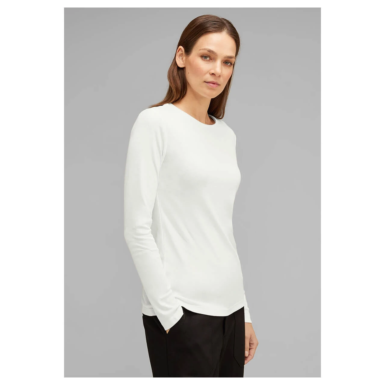 Street One Damen Langarm Shirt Basic White 2 Street One Damen Langarm Shirt Basic White – Bild 2