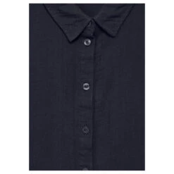 Street One Damen 3/4 Arm Kleid Musselin Shirt Dress Navy Blue -Modezauber Günstiges Geschäft street one muslin shirt dress solid blusenkleid blau 11238 detail