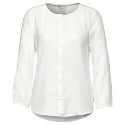 Street One Damen 3/4 Arm Bluse Musselin Buttoned Roundneck Off White