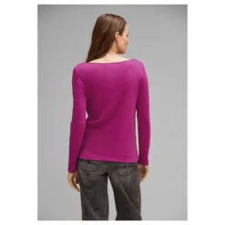 Street One Damen Langarm Shirt Lanea Bright Cozy Pink -Modezauber Günstiges Geschäft street one new lanea pink 15463 model hinten