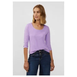Street One Damen 3/4 Arm Shirt Pania Soft Pure Lilac -Modezauber Günstiges Geschäft street one pania shirt lavender 15289 ansicht model vorn