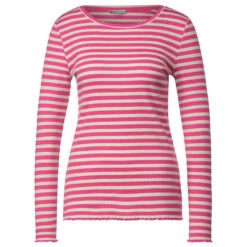 Street One Damen Langarm Shirt Rib Cozy Pink