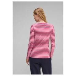 Street One Damen Langarm Shirt Rib Cozy Pink -Modezauber Günstiges Geschäft street one rib shirt rosa 25378 model hinten
