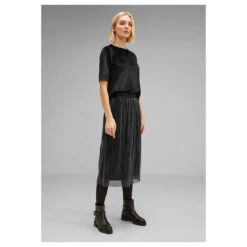 Street One Damen Plissée Rock Black Glitter -Modezauber Günstiges Geschäft street one rock schwarz glitter 10001 model ganz