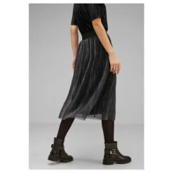 Street One Damen Plissée Rock Black Glitter -Modezauber Günstiges Geschäft street one rock schwarz glitter 10001 model hinten