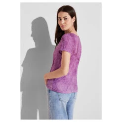 Street One Damen T-Shirt Shadings Burn Dessin Magnolia Pink -Modezauber Günstiges Geschäft street one shadings burn dessin shirt rosa 35755 model hinten