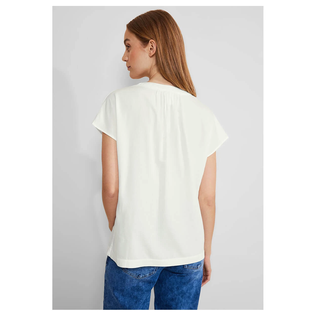 Street One Damen Kurzarm Bluse Splitneck Off White 3 Street One Damen Kurzarm Bluse Splitneck Off White – Bild 3