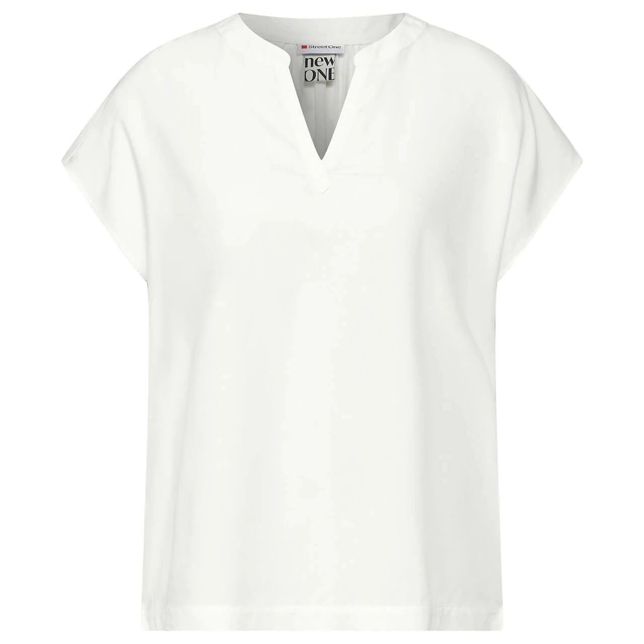 Street One Damen Kurzarm Bluse Splitneck Off White 1 Street One Damen Kurzarm Bluse Splitneck Off White