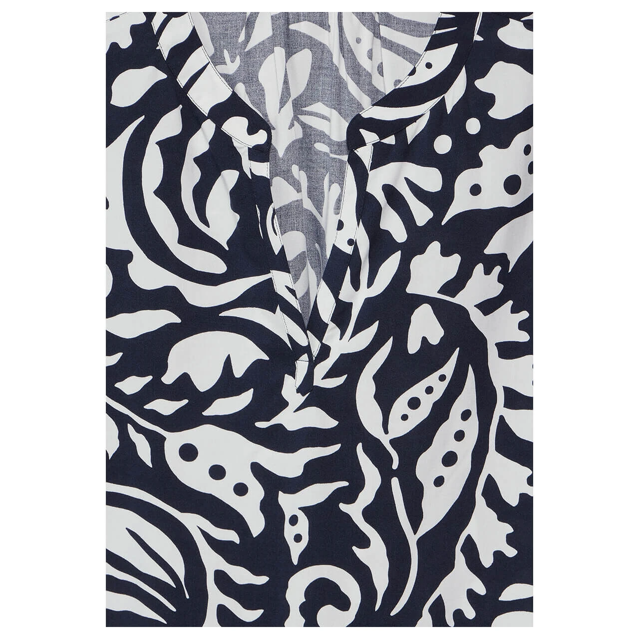 Street One Damen Kurzarm Bluse Splitneck Deep Blue 5 Street One Damen Kurzarm Bluse Splitneck Deep Blue – Bild 5