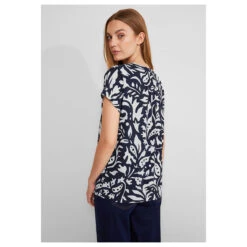 Street One Damen Kurzarm Bluse Splitneck Deep Blue 7 Street One Damen Kurzarm Bluse Splitneck Deep Blue -Modezauber Günstiges Geschäft street one shirtblouse with splitneck bluse blau 21238 model hinten