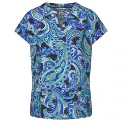 Street One Damen Kurzarm Bluse Splitneck Intense Aqua