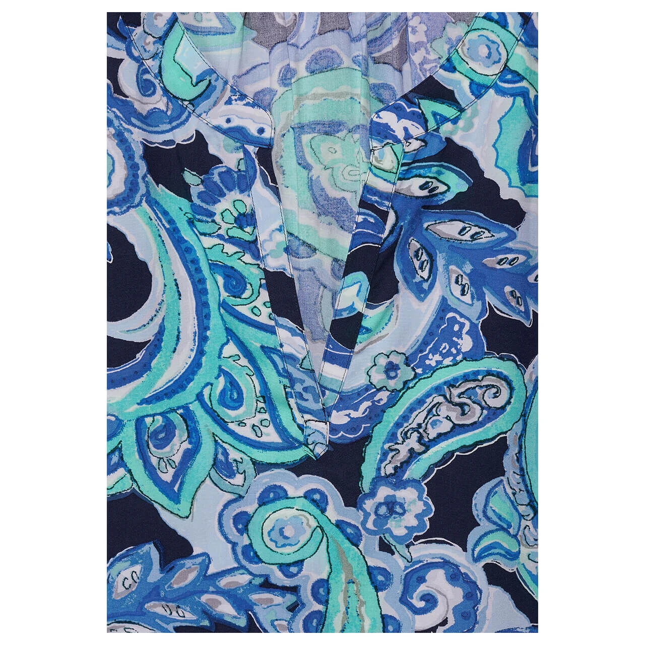 Street One Damen Kurzarm Bluse Splitneck Intense Aqua 5 Street One Damen Kurzarm Bluse Splitneck Intense Aqua – Bild 5