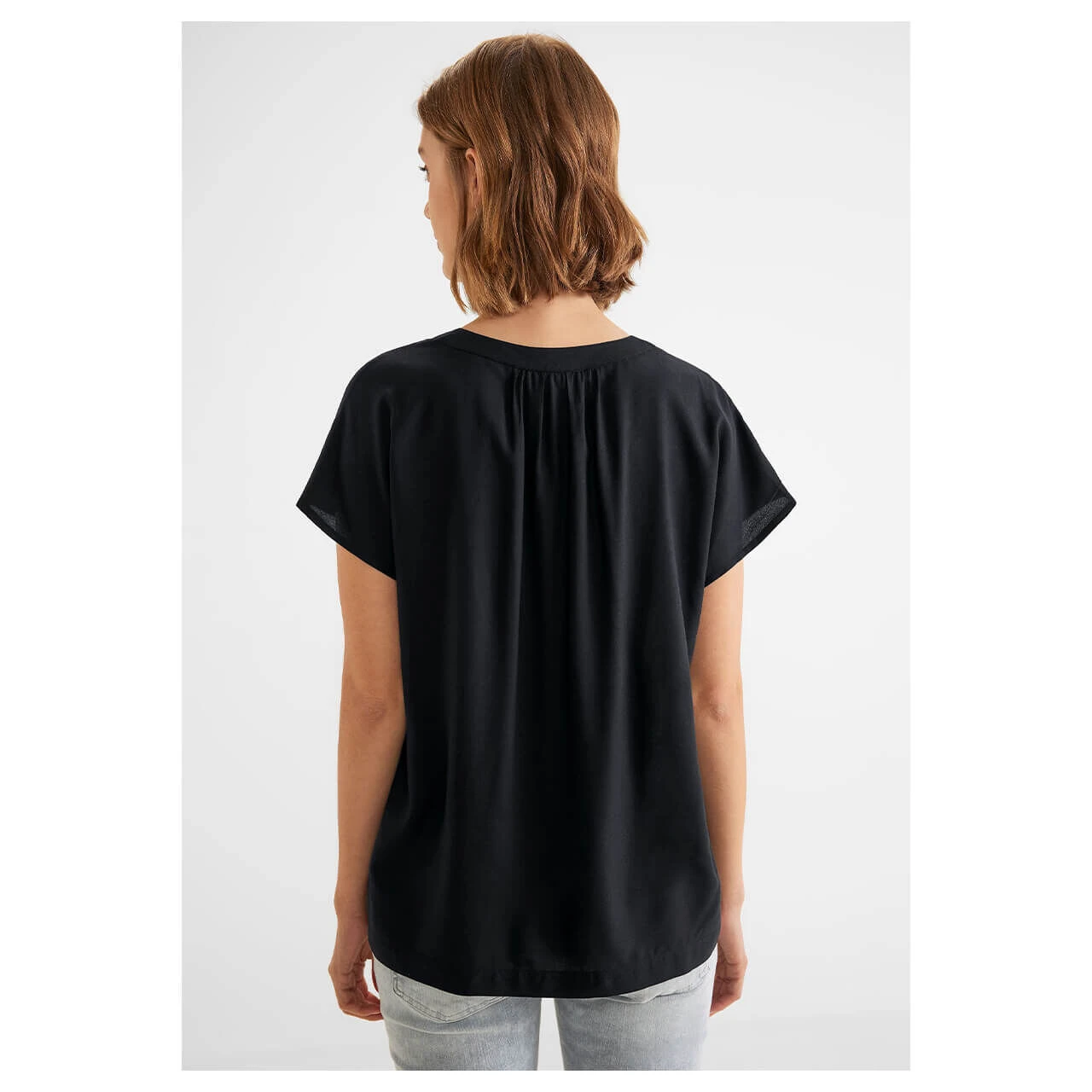 Street One Damen Kurzarm Bluse Deep Black 3 Street One Damen Kurzarm Bluse Deep Black – Bild 3