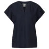 Street One Damen Kurzarm Bluse Splitneck Dark Blue