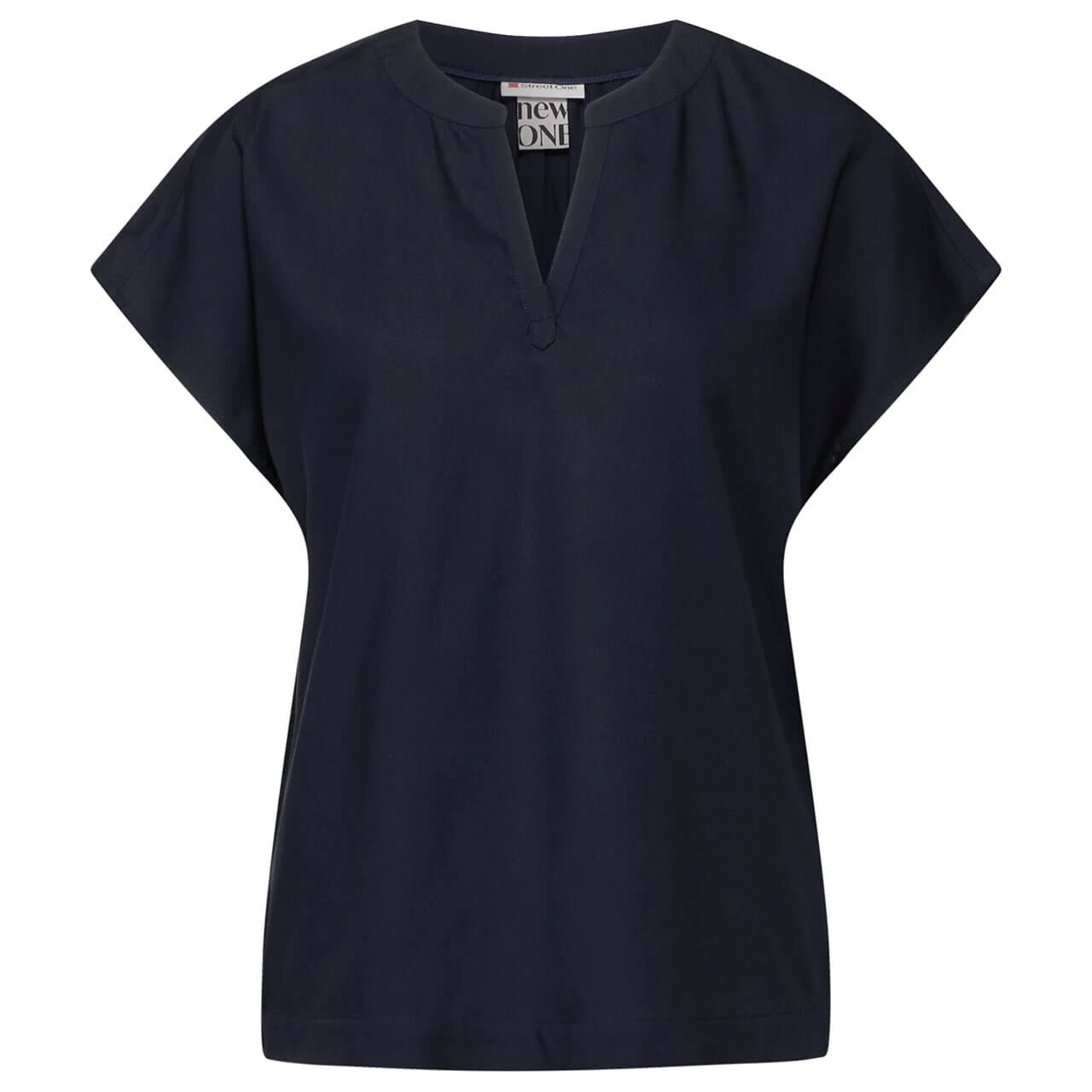 Street One Damen Kurzarm Bluse Splitneck Dark Blue 1 Street One Damen Kurzarm Bluse Splitneck Dark Blue