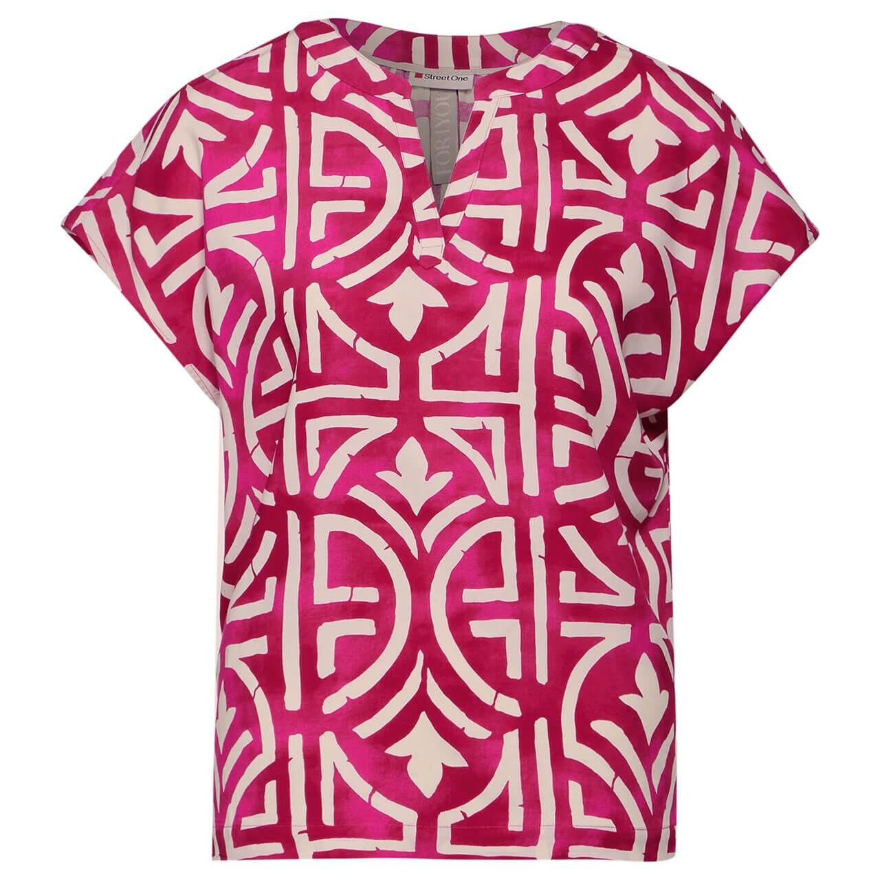 Street One Damen Kurzarm Bluse Splitneck Magnolia Pink 1 Street One Damen Kurzarm Bluse Splitneck Magnolia Pink
